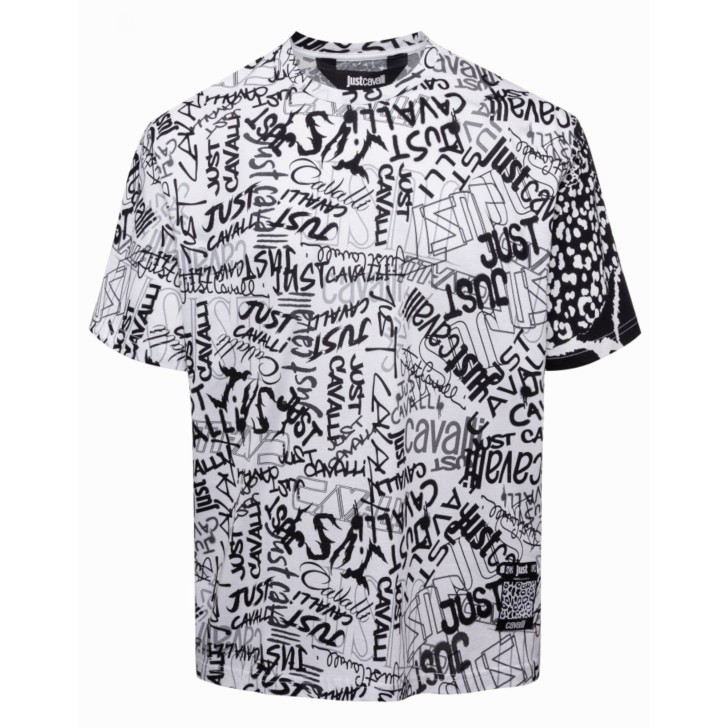 Just Cavalli T-shirt Bianca con stampa all over 