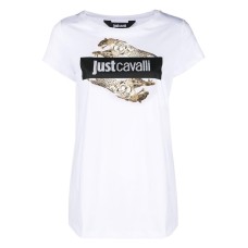 Just Cavalli t-shirt bianca da Donna con logo nella parte anteriore