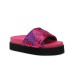 Versace Jeans Couture Ciabatta fucsia in raso con stampa logo couture