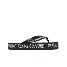 Versace Jeans Couture Infradito nero in gomma con logo lettering All Over