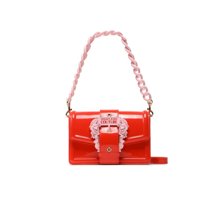 Versace Jeans Couture Borsa a Mano da Donna Rossa con effetto lucido