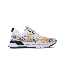 Versace Jeans Couture Sneakers Bianca in Nylon da Uomo con stampa barocco all over