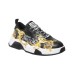 Versace Jeans Couture Sneakers Nera in pelle da Uomo con stampa barocco