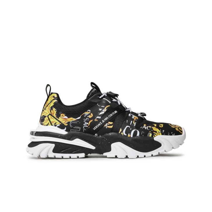 Versace Jeans Couture Sneakers da Uomo Nera con stampa Baroque all over