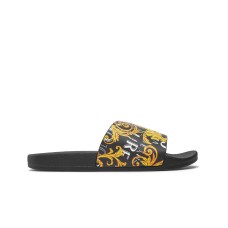 Versace Jeans Couture Ciabatta unisex nera con stampa Logo Couture a contrasto