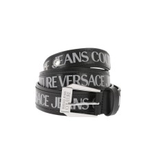 Versace Jeans Couture Cintura da Uomo in Pelle Nera, con Logo Versace Jeans Couture di colore grigio