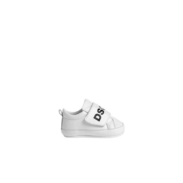 DSQUARED2 NEWBORN LOGO PRINT SNEAKERS STRAP WHITE/BLACK