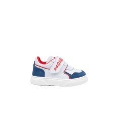 DSQUARED2 LOGO PRINT SNEAKERS LACE UP & STRAP WHITE/BLUE/RED