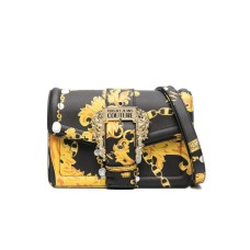 Versace Jeans Couture BORSA A SPALLA NERA CON STAMPA BAROCCO ALL OVER