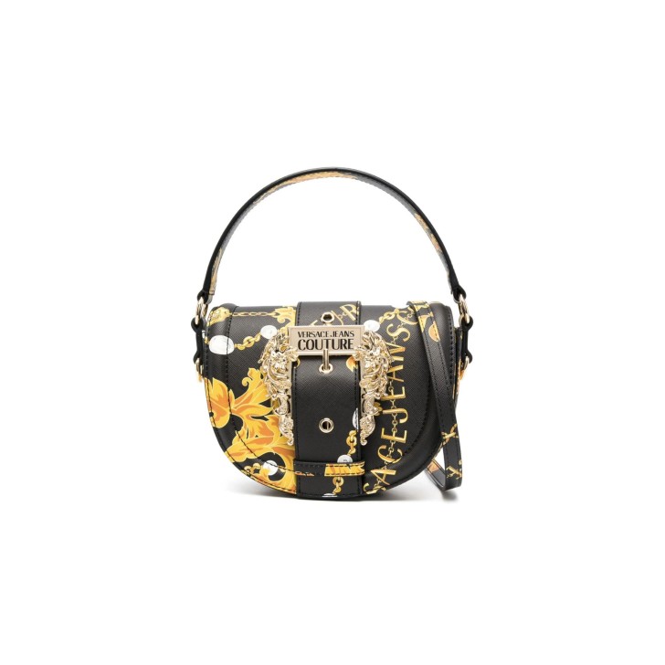 Versace Jeans Couture BORSA A MANO NERA CON STAMPA BAROCCO ALL OVER E TRACOLLA ESTRAIBILE