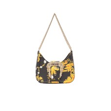 Versace Jeans Couture BORSA HOBO A SPALLA BLACK CON STAMPA BAROCCO ALL OVER E TRACOLLA ESTRAIBILE