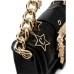 Versace Jeans Couture BORSA CROSSBODY BLACK CON LOGO STELLE ALL OVER E CATENA DORATA CON PENDENTI