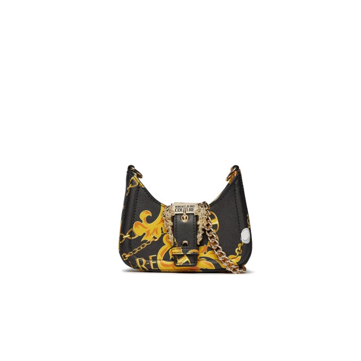 Versace Jeans Couture MINI BORSA PU BLACK A SPALLA STAMPA BAROCCO CON TRACOLLA IN CATENA ESTRAIBILE