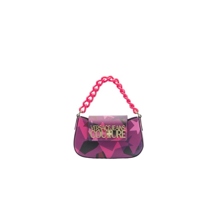 Versace Jeans Couture BORSA CROSSBODY FUCSIA CON STAMPA ALL OVER E DETTAGLIO IN CATENA FUCSIA