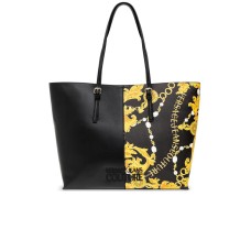 Versace Jeans Couture BORSA SHOPPING BAG BLACK CON STAMPA BAROCCO E POCHETTE INTERNA ESTRAIBILE