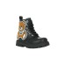 MOSCHINO MAXI TEDDY PATCH ANKLE BOOTS LACE UP BLACK