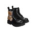 MOSCHINO MAXI TEDDY PATCH ANKLE BOOTS LACE UP BLACK