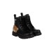 MOSCHINO MAXI TEDDY PATCH ANKLE BOOTS LACE UP BLACK