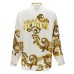 VERSACE JEANS COUTURE CAMICIA A MANICA LUNGA WHITE/GOLD CON STAMPA BAROCCO E LOGO LETTERING