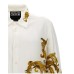 VERSACE JEANS COUTURE CAMICIA A MANICA LUNGA WHITE/GOLD CON STAMPA BAROCCO E LOGO LETTERING