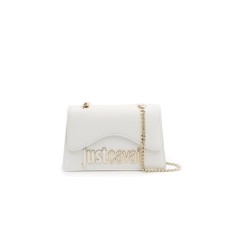 Just Cavalli Mini Borsa a spalla in saffiano Bianco con logo lettering