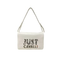 Just Cavalli Borsa a spalla Bianca con tracolla estraibile e logo lettering 
