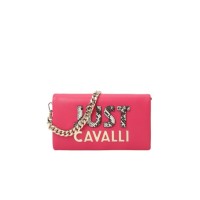 Just Cavalli Borsa Fucsia con tracolla in catena estraibile e logo lettering