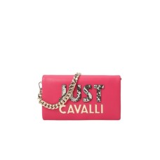 Just Cavalli Borsa Fucsia con tracolla in catena estraibile e logo lettering