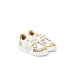 MOSCHINO SNEAKER IN LEATHER WHITE LAMINATA GOLD CON PATCH TEDDY BEAR IN STRASS GOLD E LOGO LETTERING 