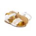 MOSCHINO SANDALO BASSO IN PELLE WHITE CON LOGO LETTERING CON STRASS GOLD