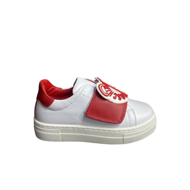 MOSCHINO SNEAKERS BIANCHE E ROSSE CON PATCH TEDDY