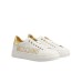 MOSCHINO SNEAKER IN LEATHER WHITE CON LOGO LETTERING IN STRASS GOLD