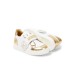 MOSCHINO SNEAKER IN LEATHER WHITE LAMINATA GOLD CON PATCH TEDDY BEAR IN STRASS GOLD E LOGO LETTERING 