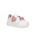 MOSCHINO SNEAKERS BIANCHE CON PATCH CUORE PINK E LOGO LETTERING IN METALLO PINK