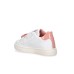 MOSCHINO SNEAKERS BIANCHE CON PATCH CUORE PINK E LOGO LETTERING IN METALLO PINK