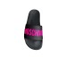 MOSCHINO CIABATTA IN PVC BLACK CON LOGO LETTERING ROSA FLUO