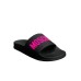 MOSCHINO CIABATTA IN PVC BLACK CON LOGO LETTERING ROSA FLUO