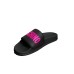 MOSCHINO CIABATTA IN PVC BLACK CON LOGO LETTERING ROSA FLUO