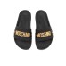 MOSCHINO CIABATTA BLACK UNISEX CON LOGO LETTERING IN METALLO GOLD