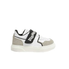 DSQUARED2 SNEAKER IN LEATHER WHITE BACK E SUEDE GREY CON LOGO LETTERING