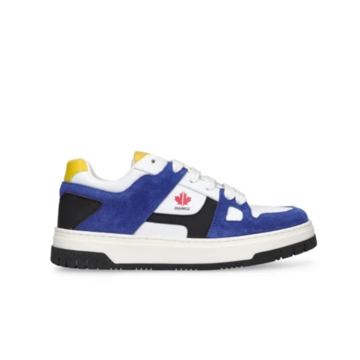 DSQUARED2 SNEAKER IN SUEDE BLUETTE E LEATHER MULTICOLOR CON LOGO LETTERING LATERALE