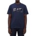 EA7 EMPORIO ARMANI T-SHIRT IN COTONE BLUE A MANICA CORTA CON STAMPA LOGO LETTERING	