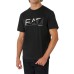 EA7 EMPORIO ARMANI T-SHIRT IN COTONE BLACK A MANICA CORTA CON STAMPA LOGO LETTERING