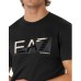 EA7 EMPORIO ARMANI T-SHIRT IN COTONE BLACK A MANICA CORTA CON STAMPA LOGO LETTERING