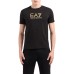 EA7 EMPORIO ARMANI T-SHIRT REGULAR FIT IN JERSEY DI COTONE BLACK A MANICA CORTA CON LOGO LETTERING GOLD