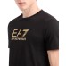 EA7 EMPORIO ARMANI T-SHIRT REGULAR FIT IN JERSEY DI COTONE BLACK A MANICA CORTA CON LOGO LETTERING GOLD