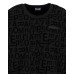 EA7 EMPORIO ARMANI FELPA GIROCOLLO IN COTONE ORGANICO E MODAL STRETCH BLACK CON LOGO LETTERING ALL OVER