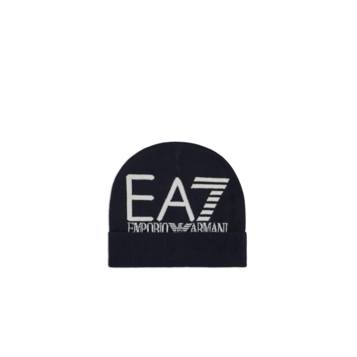 EA7 EMPORIO ARMANI CAPPELLO BLUE UNISEX CON MAXI LOGO LETTERING WHITE