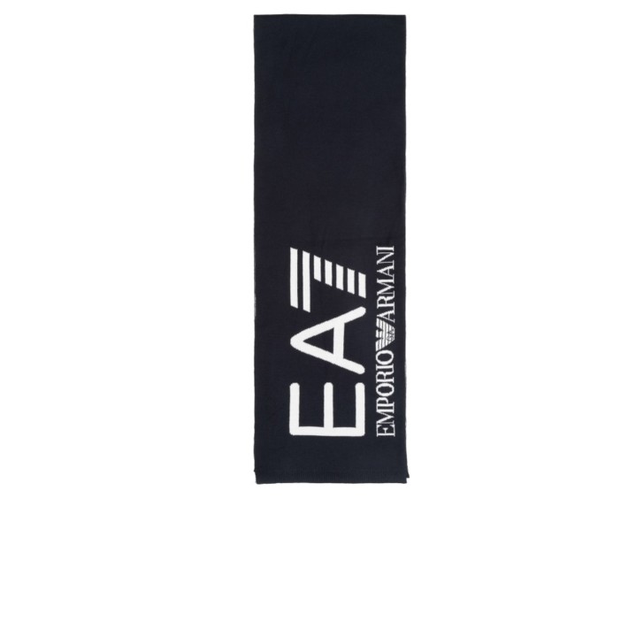 EA7 EMPORIO ARMANI SCIARPA UNISEX BLUE CON MAXI LOGO LETTERING WHITE	