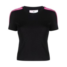 Chiara Ferragni T-shirt a manica corta Nera con banda rosa logata EYE STAR